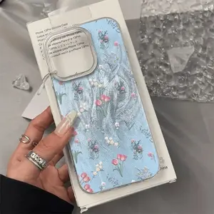 Vintage Pastel Tulip Aesthetic Clear Protective Phone Case Compatible iPhone 17 ProMax / 16 ProMax / 15 ProMax / 14 ProMax / 13 ProMax y Samsung Galaxy S25 Ultra / S24 Ultra / S23 Ultra / S22 Ultra