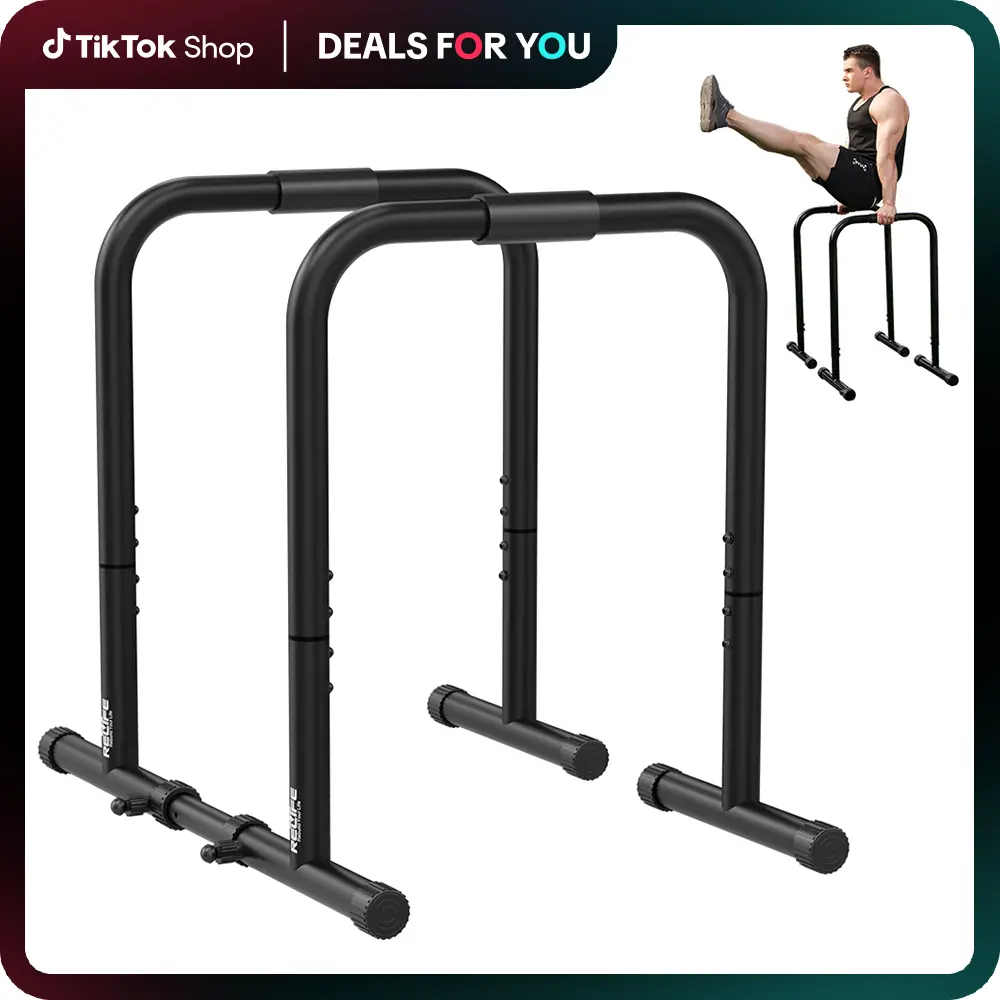 Relife Sports Dip Station Functional Heavy Duty Dip Stands Fitness Workout Dip bar Station Stabilizer Parallette Push Up Stand dealsforyoudays Strength Training Equipment summerwins