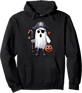 Halloween Ghost Pirate Eye Patch Candy Bag Treasure Spooky Pullover Hoodie - Michaelapa Shop 66B0DF5YZK3G