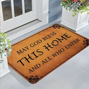 Religious Blessing Design Welcome Doormat, Vintage Design Entrance Rug, High-end Design Highly Absorbent Floor Mats, Anti-slip Quick drying Soft Carpets, Suitable for Multi-scenario, Indoor Outdoor Entrance Carpet Home Decor, Gifts for Family and Friends