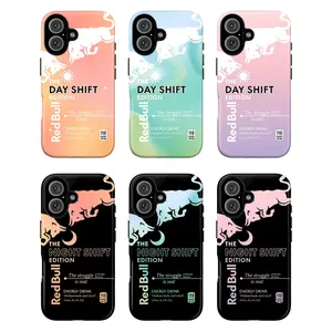 Night Shift Energy Drinks Inspired Limited Edition Phone Case, Gradient Pastel Blue Pink Yellow Green Neon Edition Night Shift Edition Retro Energy Drink Design iPhone 17 16 15 14 13 12 Pro Max Plus X, Galaxy S25 S24 S23