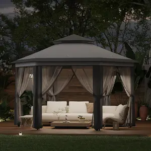 13' x 13' Pop-Up Gazebo Canopy Tent with Zippered Mesh Sidewalls and Carrying Bag, Event Tent Shelter for Patio Garden Backyard