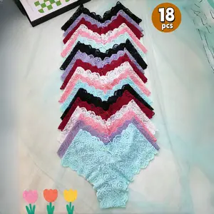 H  18 low-waisted, sexy lace panties for women. Breathable, skin-friendly, semi-transparent with stylish prints. Adorned with small butterflies, in multiple colors. Uniquely tailored, versatile, dresses women, fit waist curves, perfect romantic surprise