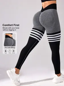 Women's High-Waist Sexy Fitness Sports Yoga Pants, Back V Design, Tummy Control, Butt Lift, Comfortable and Adjustable, Ideal for Workouts, Elastic Waist Leggings, Gym Fitness Leggings