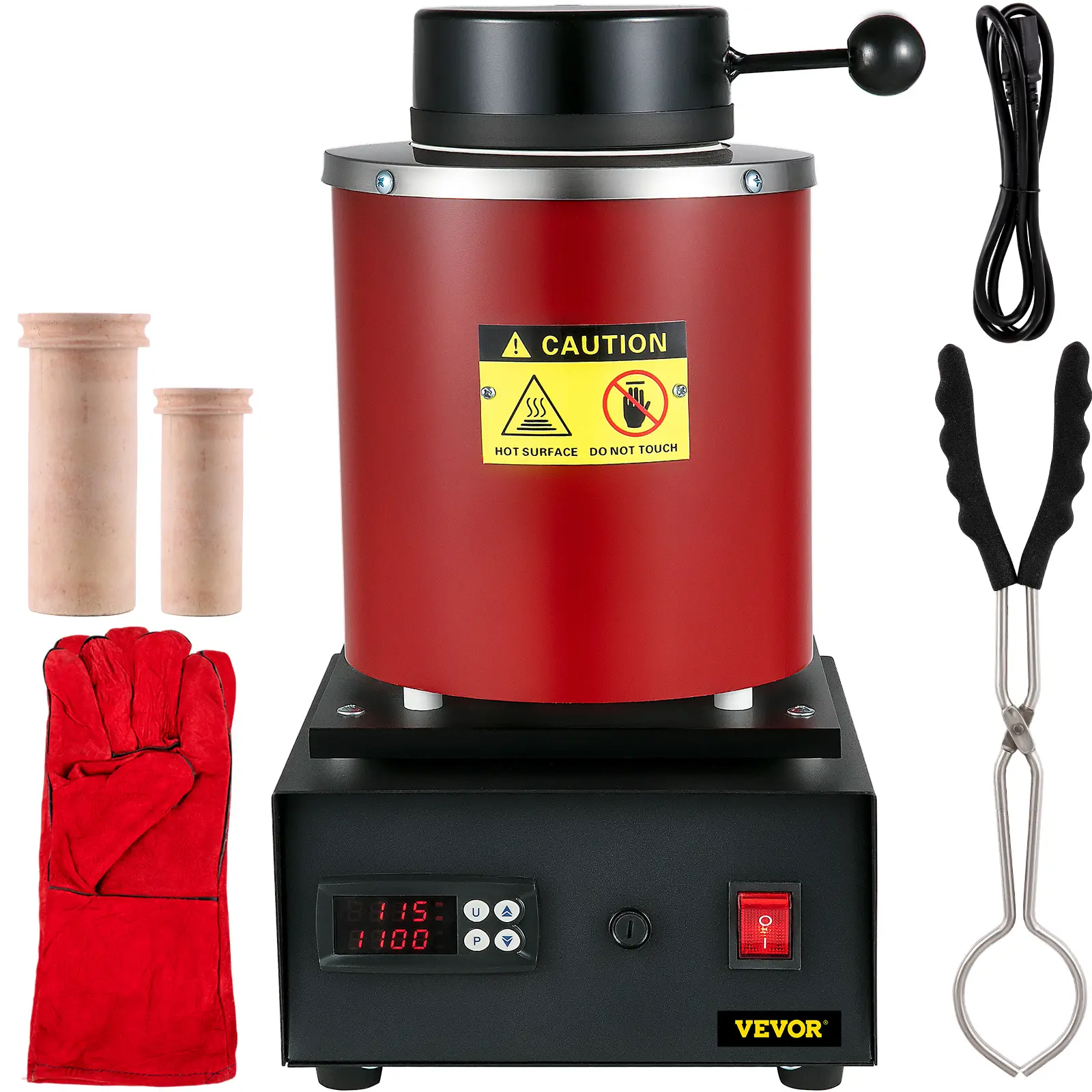 【Summerfinds】VEVOR Gold Melting Furnace, 1350W, 2102 ℉ Max Temperature, 3 kg Digital Electric Melting Furnace, with 1 kg and 3 kg Ceramic Crucible and Ingot Die for Processing of Gold, Silver, Aluminum, Copper