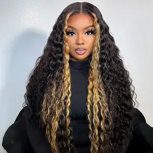 [Bohemian Curls] Megalook 13x6 Lace Front Human Hair Wig Highlight Brown Natural Wave Wig with Drawstring Pre Cut and Pre Plucked Three-Go Install SpringStatements