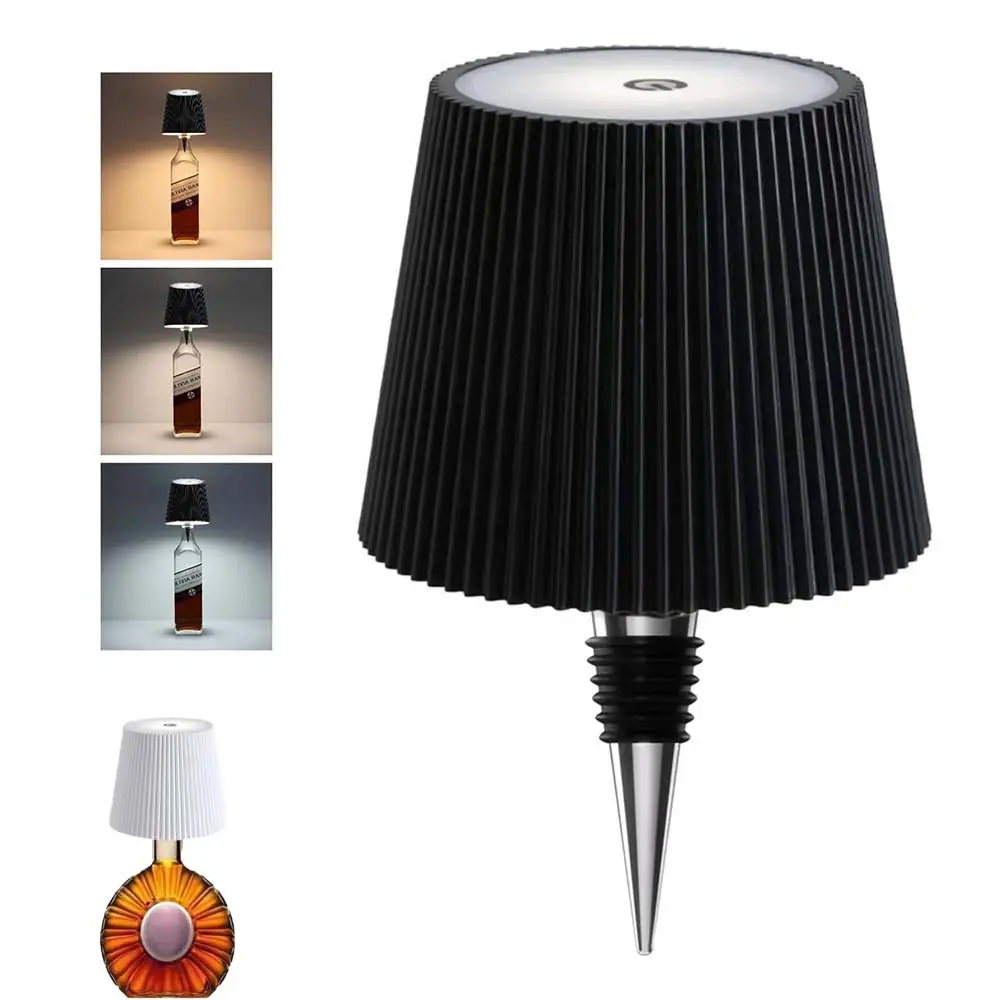 Dimmable Wireless Bottle Table Lamp Touch Control of 3 Light Colors and Stepless Dimming Night Lamp Suitable for Bar Wine Bottles Desk Lights