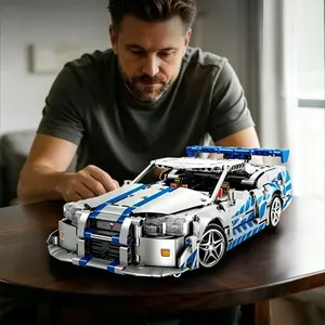 New 1:14 High-Quality Super Car Model Kit, Classic Gtr Blue- Racing Car, Home Decor Desktop Ornament, Gift for Car Enthusiasts