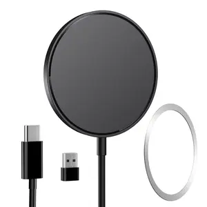 Magnetic Wireless Charger,THREEKEY Wireless Charging Pad with 4FT Charging Cable Compatible with MagSafe Charger for iPhone 17/16/15/14/13/12 Series,Airpods3/2/Pro,Mag Charger-Cyan