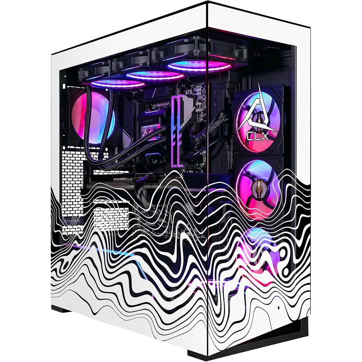 CLX Horus Liquid Cooled Gaming Desktop Computer, AMD Ryzen 7 9800X3D 4.7GHz, 64GB RAM, 2TB SSD + 6TB HDD, NVIDIA GeForce RTX 5070 Ti 16GB, Windows 11 Home, Black