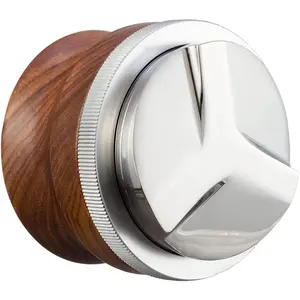 51mm Coffee Distributor, Espresso Distribution Tool, Adjustable Depth Espresso Tamper Leveler with Walnut  Handle Fits for 51mm Delonghi Barista Portafilter