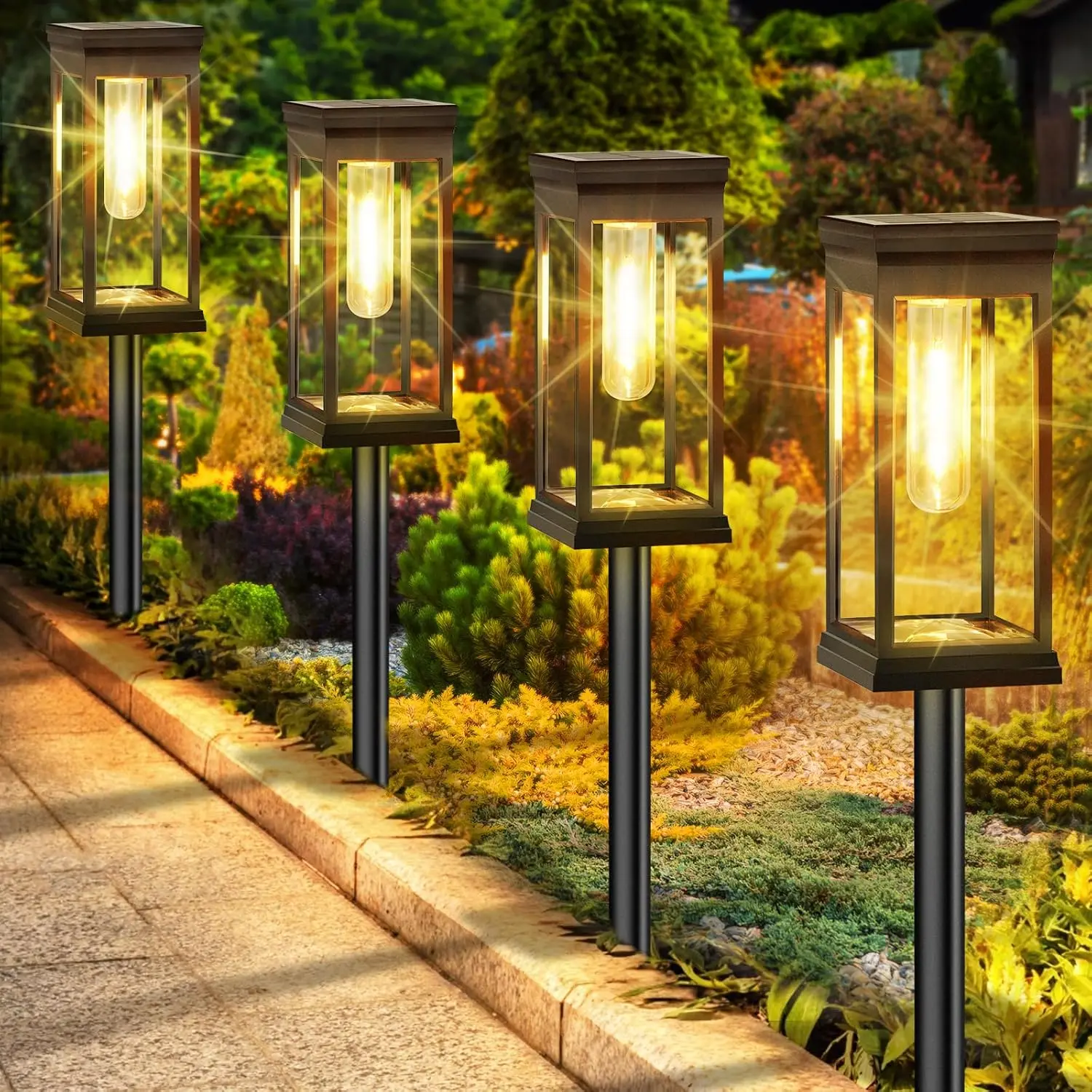 MATULSA 6/8 Pcs Solar Pathway Lights Waterproof, Large LED Solar Light Outdoor, Super Bright Outside Lights for Yard, Sun-Powered Landscape Lighting for Garden Walkway, Warm White,campingessentials,outdoorfurnitureset,campinggear