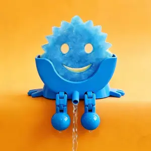 Cute Kitchen Sponge Drain Rack Holder, Gradual Color Storage Shelf, Over Sink Rack, Plastic Abs Material, with Drain Holes and Legs, Organiser