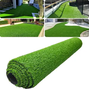 Realistic Artificial Grass 4 FT x 13 FT Green Synthetic Turf Rug Fake Grass Mat Indoor Outdoor Lawn Landscape for Garden, Balcony, Patio with Drainage Holes & Rubber Backing