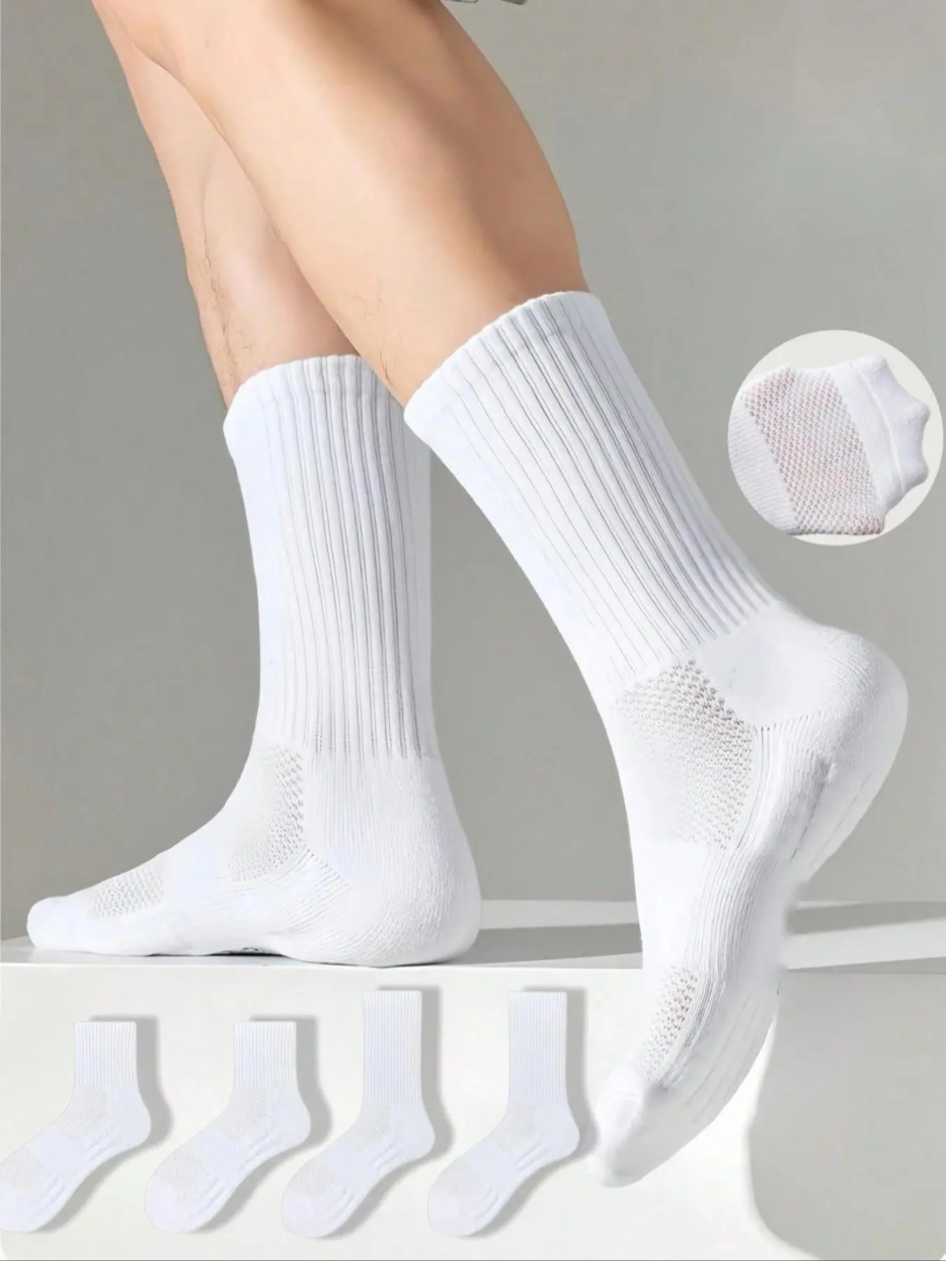 10 Pairs Men's Crew Socks, Thick Absorbent Breathable Sports Socks, Active Socks, Athletic Socks, Workout Socks, Unisex Basketball Running Socks, Spring Fall Socks