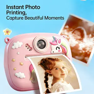 Children's color instant selfie digital print camera, built-in MP3 game/video, 128G large memory, high-definition dual-color screen, portable children's travel toy