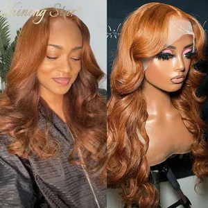 Ginger Blonde Human Hair Wig 13X6 13x4 Hd Transparent Lace Frontal Body Wave Wigs for Women Pre-Plucked Brown Colored Wig