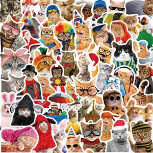 Cat Pattern Sticker, Sticker Packs, Adhesive Stickers, 50/1000pcs Cute Funny Decorative Sticker, Waterproof Self Adhesive Decor Paper for Gift Greeting Card & Water Bottle & Laptop, Ornaments
