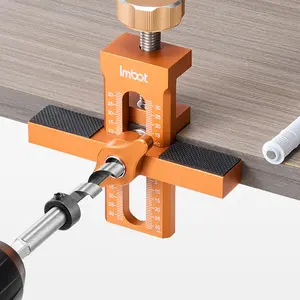 IMBOT 3-in-1 Cabinet Door Assistant & Zhi Luo Drill Tool Set Aluminum Alloy Material with Orange Body and Measurement Scale for Easy Installation of Cabinet Doors