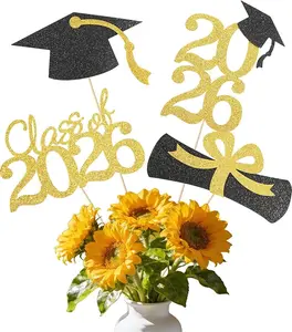 Graduation Decorations 2026 – 16PCS Class of 2026 Graduation Centerpiece Sticks, Grad Cap Table Toppers Party Decorations for High School College Graduation Party Supplies