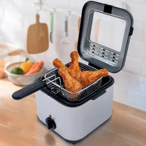 CNCEST Deep Fryer Electric Deep Fryer with Basket and Drip Hook Removable Lid with View Window and Filter, Stainless Steel fryers, 1000W Frying Kitchen Appliances
