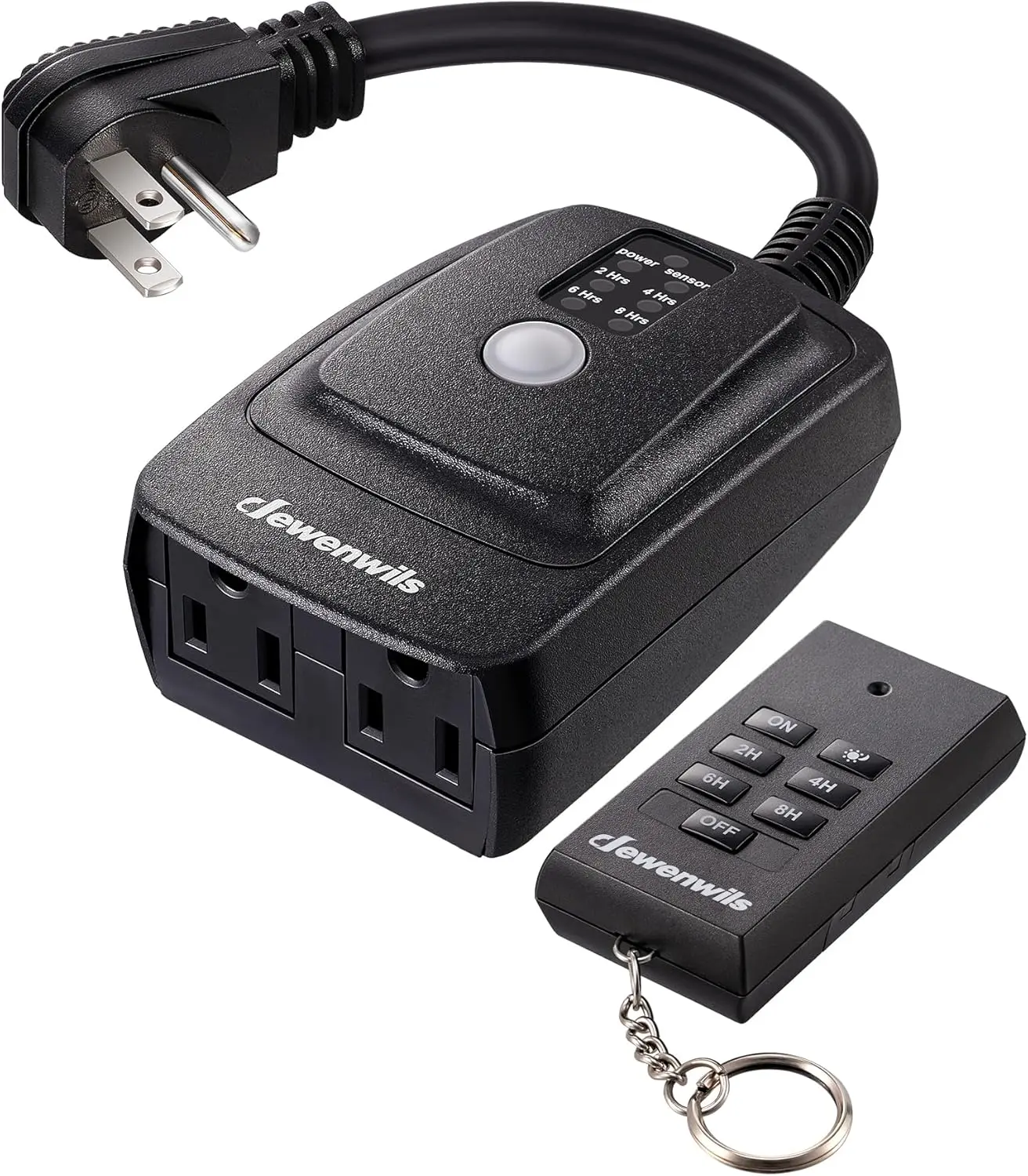 DEWENWILS Outdoor Timer Outlet Waterproof, Outdoor Timer for Lights, 100 ft Remote Control with 2 Grounded Electrical Outlets for Outdoor String Lights, 15A 1/2HP UL Listed