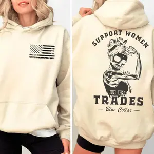 Blue Collar Apparel, Support Women In The Trades Hoodie, Sweatshirt, Girl Under The Hood Shirt, Blue Collar T-shirts, Blue Collar Shirt For Women