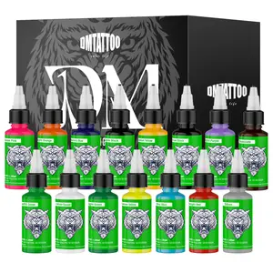 DM Tattoo Ink Set 1oz(30ml) 15 Colors Pigment Kit Professional Black Tattoo Inks for Outlining Shading Tattoo Supplies