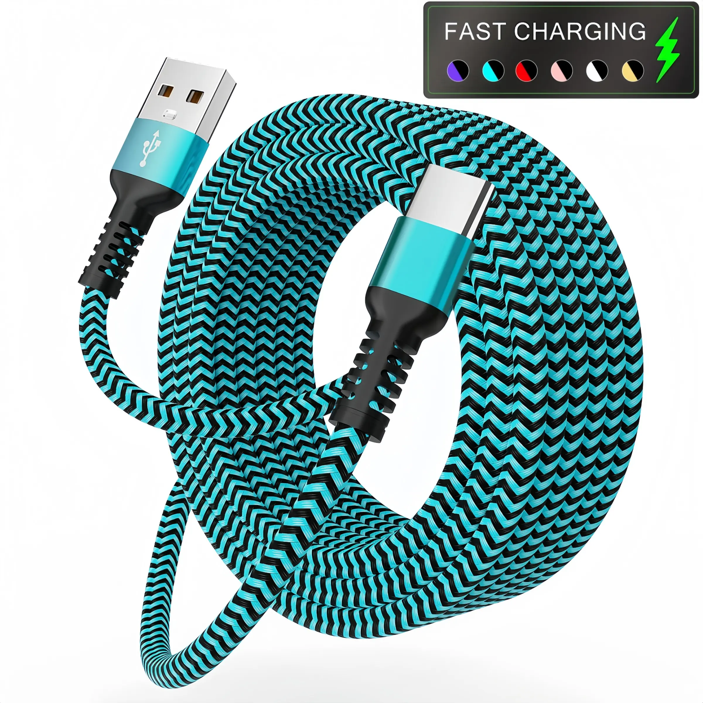 Fast Charging Data Cable, Braided Charger Cord, Type-C Male to Male Interface, USB to Type-C Charging Cable, Compatible with Samsung, iPhone 17/16, Macbook, iPad, Xiaomi, Oneplus