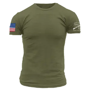 USA Flag Basic T-Shirt - Military Green