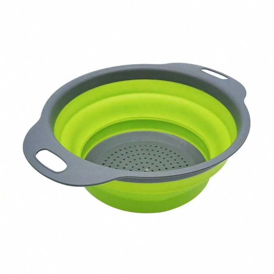 Collapsible Silicone Colander (Green) - Easy Storage, Ideal For Draining Pasta, Veggies & Fruits, Also Works As A Fruit/Berry Bowl, Must-Have For Campers