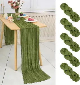 5 Pack Cheesecloth Table Runner 10FT Boho Gauze Table Runner for Wedding Reception, Baby Shower & Graduation Party Decorations, Easter Decor 2026 Spring Event, Table Decor Manteles para Fiestas, Soft Fabric Iron Free