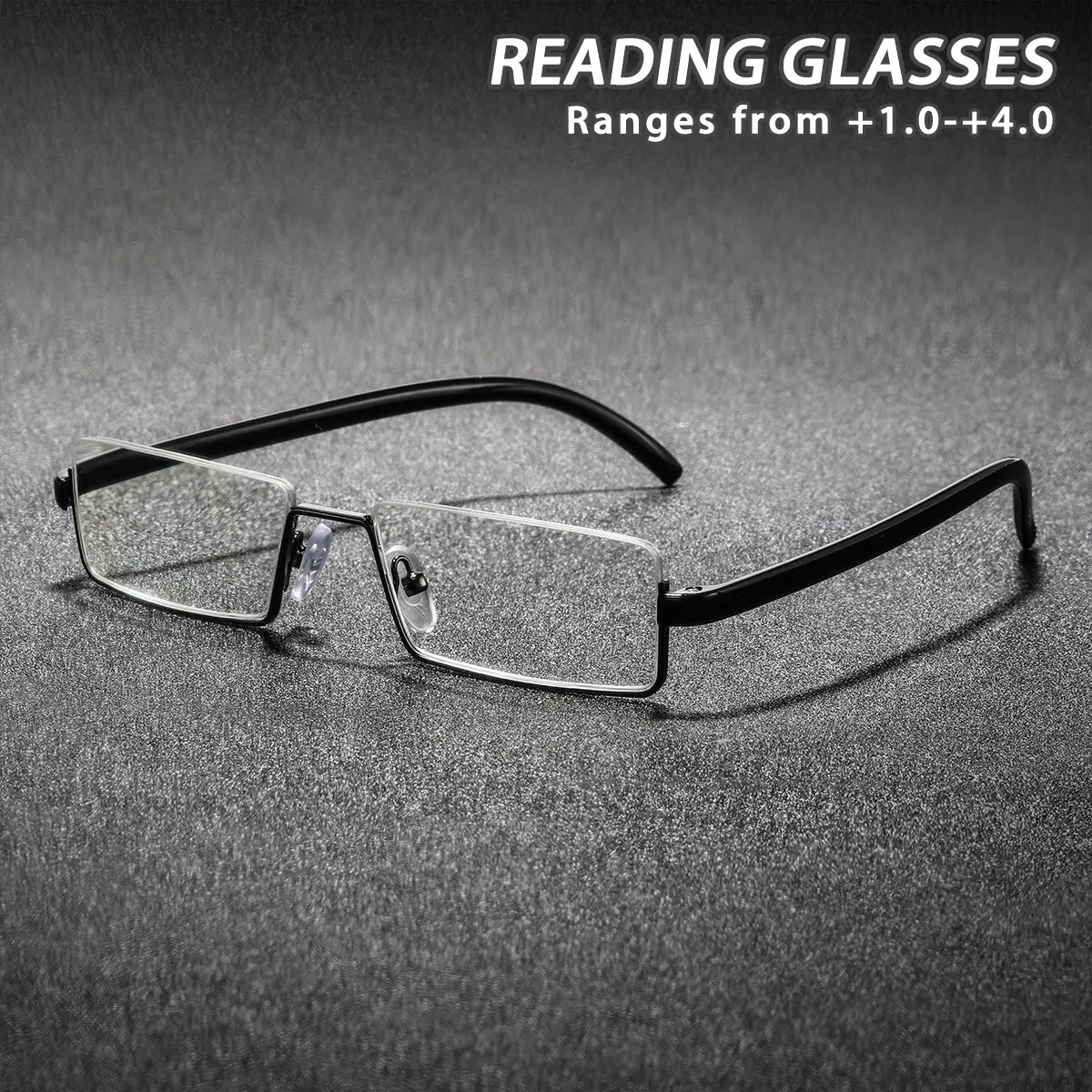 Men's Metal Half Frame Reading Glasses, Vintage French Style, Fashionable Old Eyeglasses, Unique Simple Classic Design, Reading Eyewear