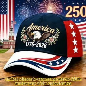 2026 Special Edition New USA 250Th Anniversary Eagle Floral Design Baseball Hat, 250Th Anniversary Sun-Blocking Outdoor Unisex Cap with Duckbill