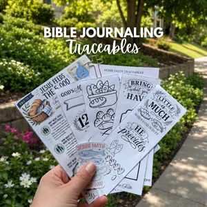 Bible Journaling Traceable Set Jesus Feeds 5000 Tip Insert Loaves and Fishes Miracle NT Bible Study He will Provide Verse Sticker God's Math
