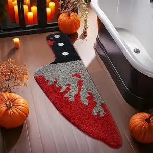 Halloween Cartoon Pattern, Bloodstain Design, Soft Floor Mat, Decorative Fluffy Rug for Living Room & Bedroom Decor, Perfect Halloween Gift Idea