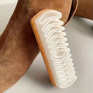 Suede Shoe Brush and Eraser Soft TPR Crepe Brush for Cleaning Suede Nubuck Boots Shoes Jackets and Leather Care， Eraser for Sneakers, Leather, and Suede, Stain Removal, Wooden Handle
