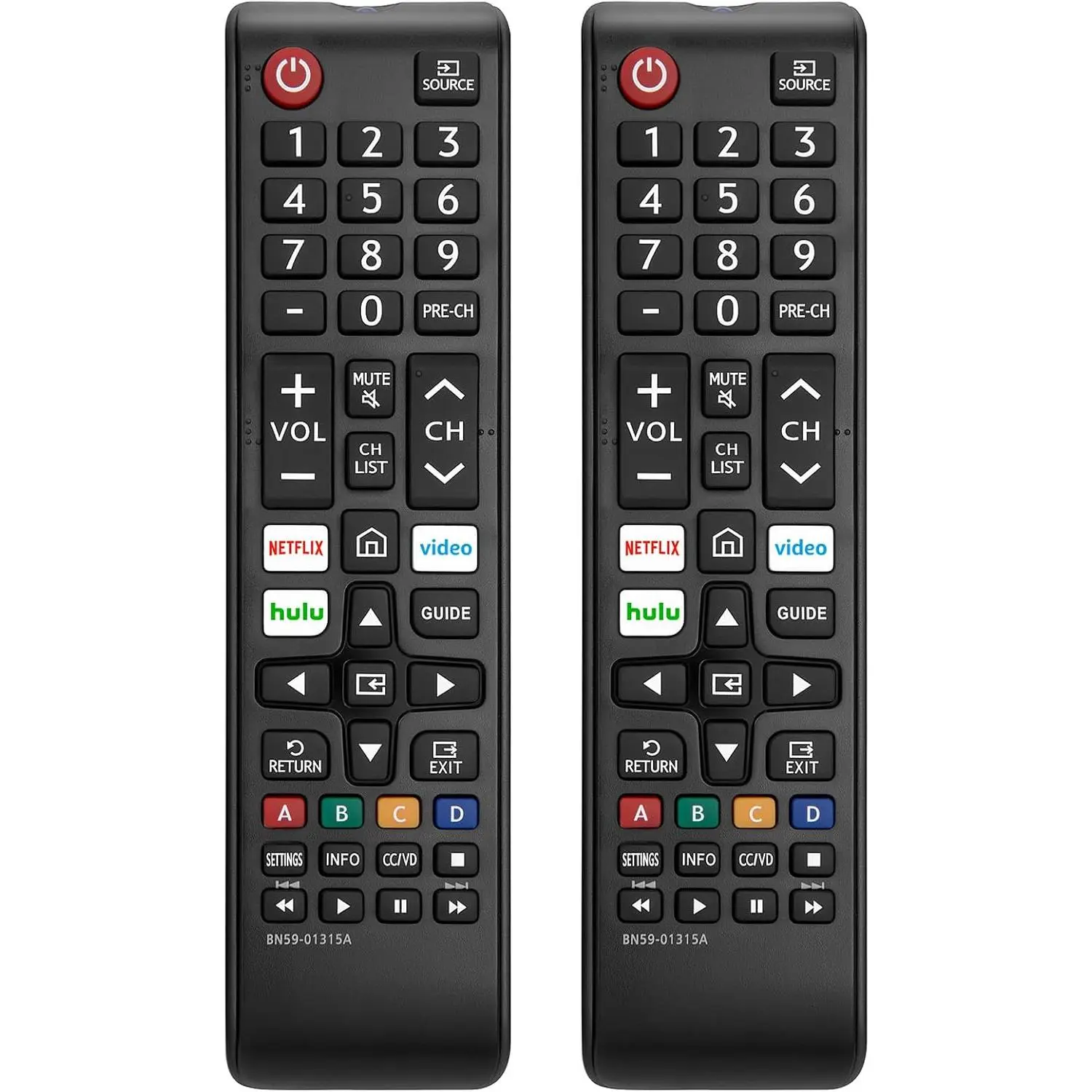 2 Pack Universal Replacement Remote Control for All Samsung TVs, Compatible with Samsung Smart TV, LED, LCD, HDTV & 3D Television Models