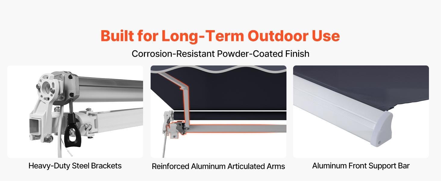 VEVOR Manual Retractable Awning, 8.2' x 6.6' Outdoor Patio Awning Retractable Sun Shade, Patio Door Window Water-Resistant Polyester Sunshade Shelter with Crank Handle for Deck, Balcony, Yard, Gray VEVOR Manual Retractable Awning, 8.2' x 6.6' Outdoor Patio Awning Retractable Sun Shade, Patio Door Window Water-Resistant Polyester Sunshade Shelter with Crank Handle for Deck, Balcony, Yard, Gray