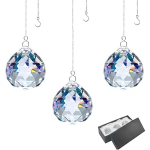 Prism Ball Window Suncatcher Rainow Maker 30mm/1.18 inches with Chain for Easy Hanging Pack of 3