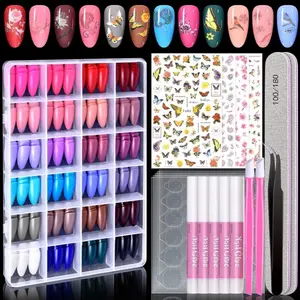 720PCS Press On Nails Almond, TsMADDTs 24 Colors Short Almond Fake Nails Press on Nails Medium Length with Nail Glues, Nail Tabs, Stickers & Tweezer for Nail Art DIY