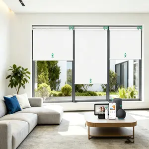 Allesin Motorized Blackout Roller Shades, Remote & Smartphone App Control Electric Window Blinds，Easy Installation Smart Window Blinds