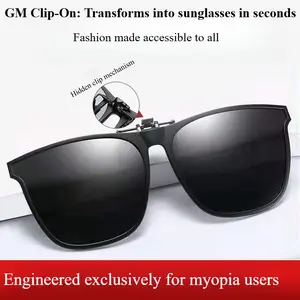 Trendy Clip-On Polarized Sunglasses for Myopia Users, Hidden Clip Mechanism Shades, Summer Sport Sunglasses & Casual Style Decorative Eyewear, UV400 Protection for Driving, Fishing & Outdoor Activities, Easy to Attach