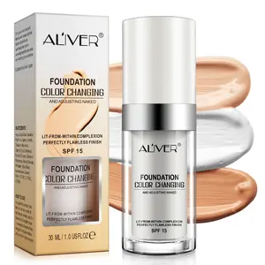 Aliver Color Changing Affordable Foundation 30ML, Hydrating Flawless Coverage, Hydrating Glossy Concealer, Natural Skin Tone, Long Lasting Matte Finish, Suitable for Fair Skin
