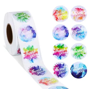 Thank You Sticker Label, 500pcs/roll Round Self Adhesive Waterproof Thank You Sticker, Decorative Sticker for Gift Wrapping, Gift Decoration, Decorative Labels