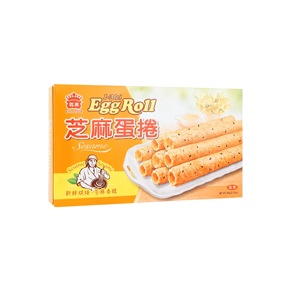 IMEI Taiwan Sesame Egg Rolls - 4 Rolls, 60g - Crispy Taiwanese Snack, Authentic Flavor