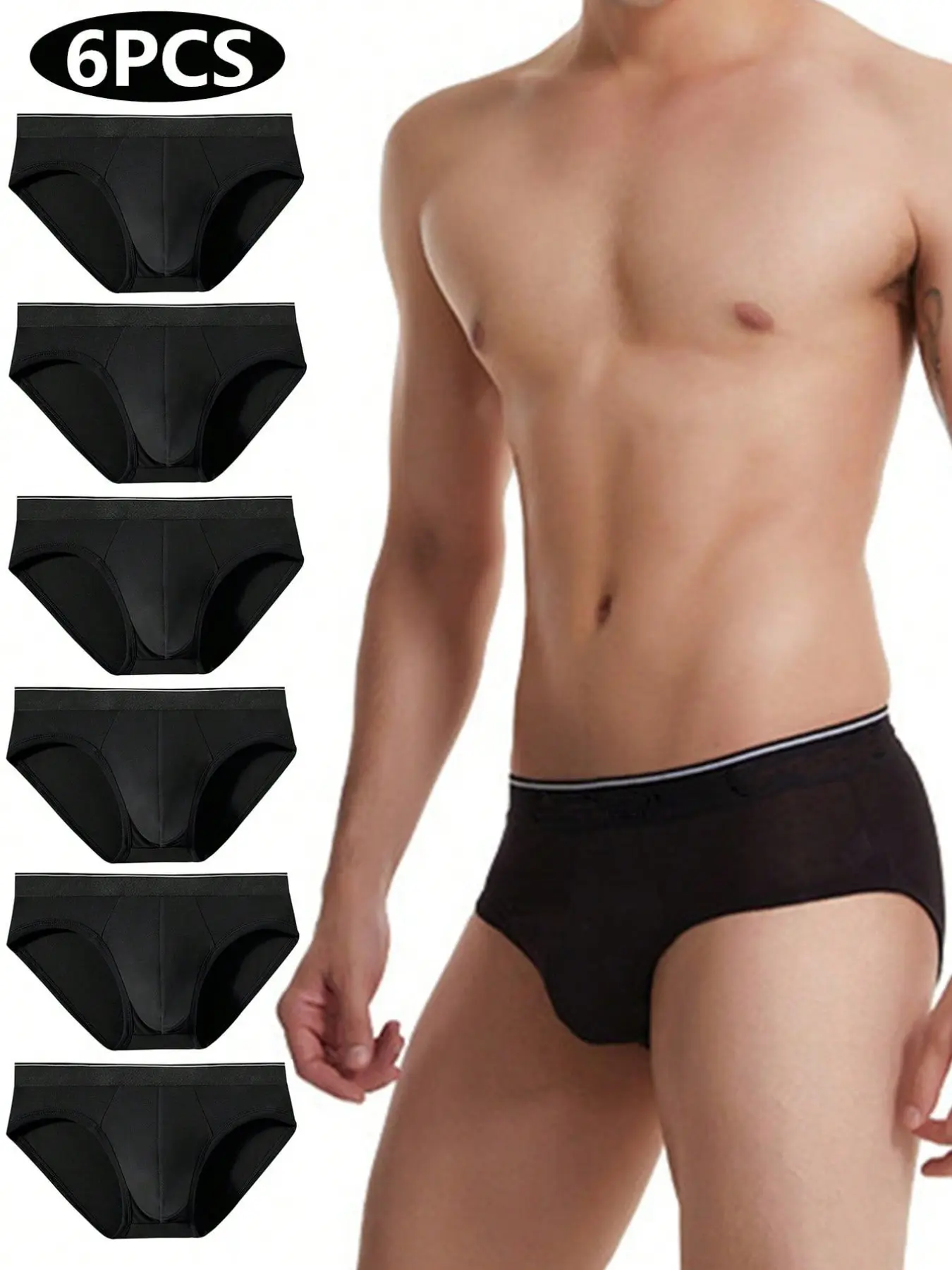 Pack of 6 Men's Fashion Underwear Soft Breathable Briefs Triangle Panties, Plus Size,Comfortable Soft Fabric,  Everyday Wear, Underwear All Seasons