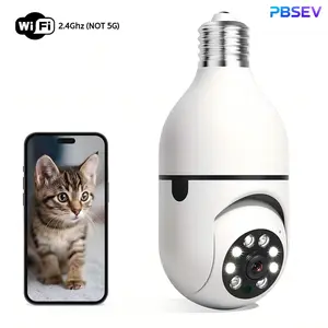 PBSEV 3MP Full HD Artificial Intelligence Light Bulb Camera,360°PTZ&2.4GHz WiFi Wireless Security indoor Cameras for Home,Motion Detection,Two-Way Audio,Easy Installation to E27 Light Socket,Monitoring Local Cloud