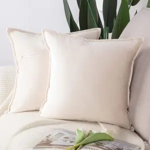 Set of 2 Soft Velvet Decorative Throw Pillow Covers 20x20 inch Beige Square with Luxury Style Cushion Case Pillow Shell for Sofa Bedroom