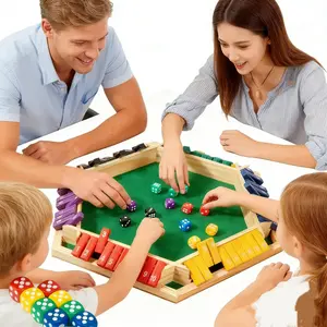 Wooden Tabletop Dice Game with 12 Dice for 1-6 PlayersClassic Family Game Ideal for Gatherings Holidays Halloween Christmas